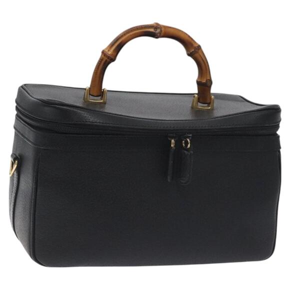 GUCCI Bamboo Hand Bag Leather Black Gold 013 122 013 122 - Picture 1 of 16